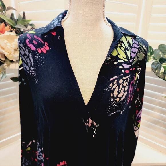 FREE PEOPLE FIELD OF BUTTERFLIES TUNIC SIZE XS (OVERSIZED) - Picture 3 of 10